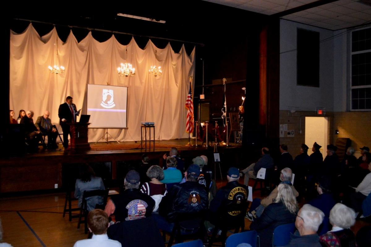 POW/MIA Chair of Honor Ceremony at Ipswich Town Hall - Town Manager, Tony Marino introduces guest speakers